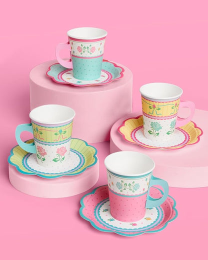 xo, Fetti 32 Tea Party 9oz Cups and Saucers Set | Garden Birthday Decor | Piece - Image 5