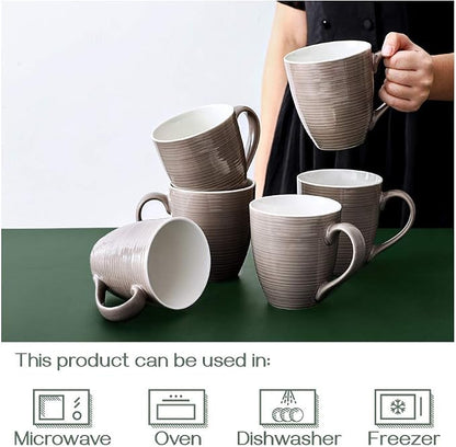 DOWAN Coffee Mugs, 17 Oz Coffee Mug Set of 6, Corrugated Tea Mugs - Image 4