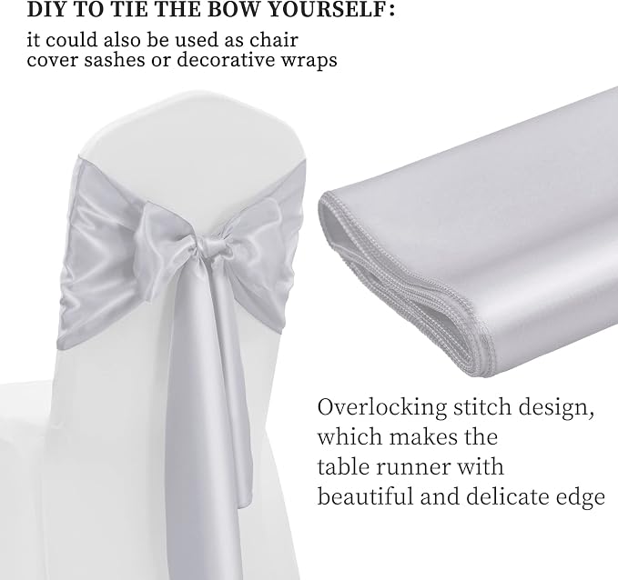12 Pack Silver Satin Table Runner 12 x 108 Inch Long Premium Table Runners - Image 4