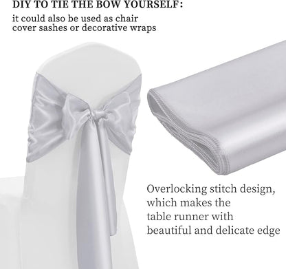 12 Pack Silver Satin Table Runner 12 x 108 Inch Long Premium Table Runners - Image 4