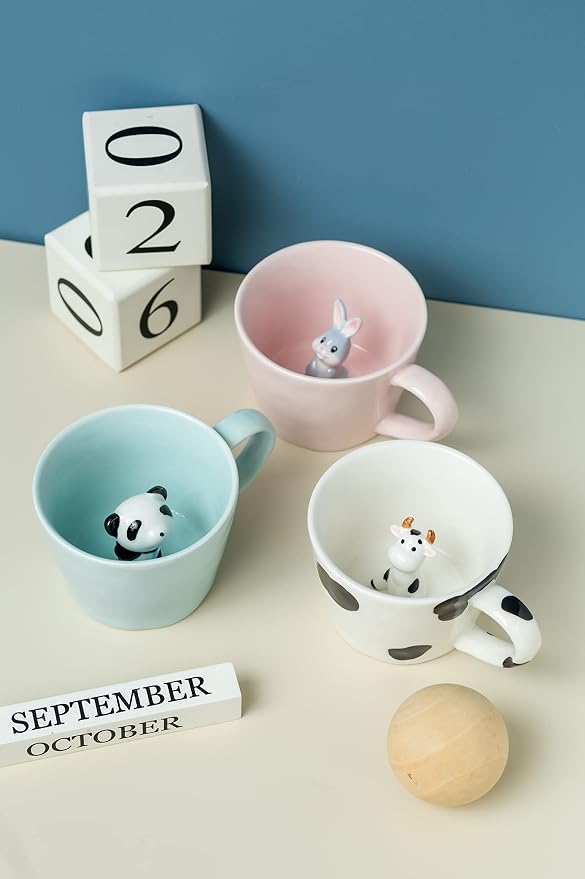 DIHOclub Cow Ceramic Cup Hidden 3D Animal Inside Mug, Cute Cartoon Handmade - Image 9