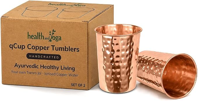 HealthAndYoga™ qCup Pure Copper Tumblers by SoulGenie