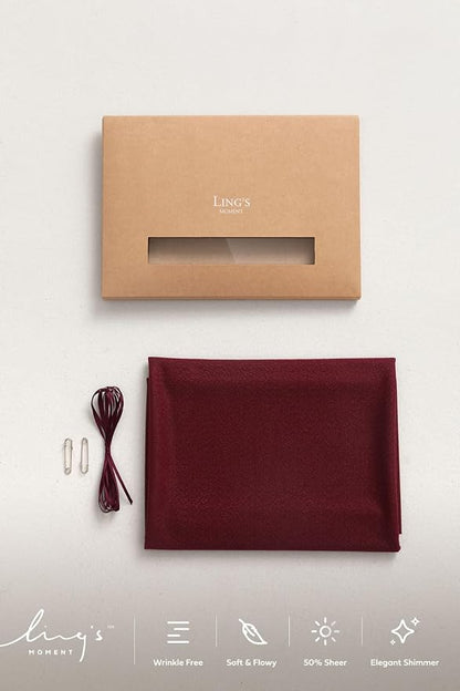 Ling's Moment 10Ft Burgundy Chiffon Like Table Runner - Image 5