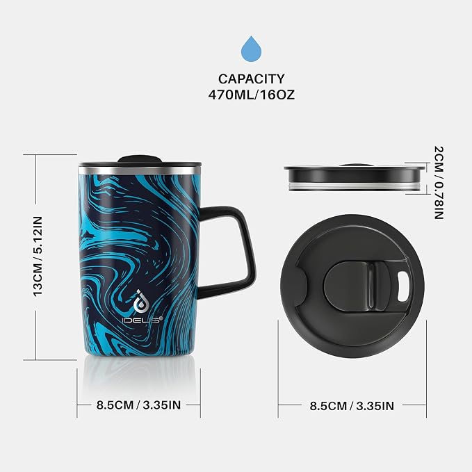 Ideus 16 oz Insulated Stainless Steel Coffee Mug - Image 6