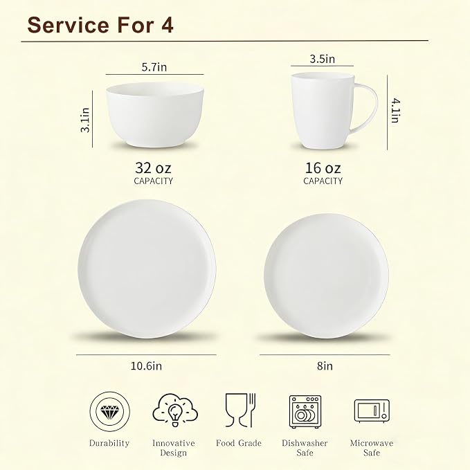 16 Piece Bone China Dinnerware Sets - Image 4