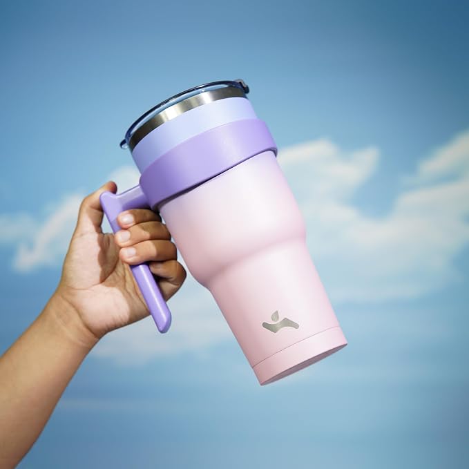 Konokyo 30 oz Tumbler with Handle and Straw, Insulated Travel Mug | Pastel - Image 5