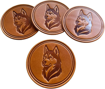 Dog Breed Leather Coasters – Premium Full Grain Table Protectors by Handmade