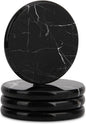 Natural Marble Coasters Set of 4, 4 inch Round, Silicone Anti-Slip Pads by Unknown