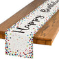 Artoid Mode Polka Dot Beige Happy Birthday Table Runner, Seasonal Kitchen by ArtoidMode