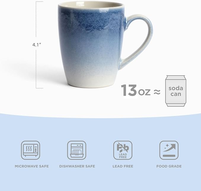 famiware Coffee Mugs Set, 13oz Mug Set of 4, Stoneware Cups - Image 2