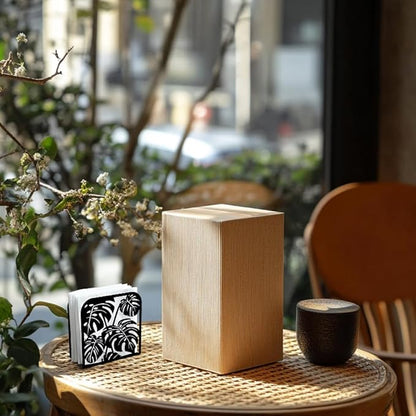 Monstera Leaf Decorative Black Metal Napkin Holder for Table, 4.9" x 4.9" x 1.9" Monstera Deliciosa Standing Napkin Holder for Home Kitchen Restaurant Picnic Party Coffee Bar Dining Room