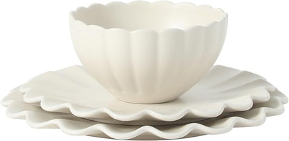 Gibson Elite Bistro Fleur Plates and Bowls Sets, 12-Piece Stoneware Dinnerware - Image 9