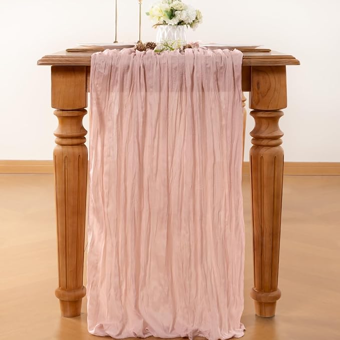Dusty Pink Cheesecloth Table Runner 160 Inches 14 Ft Gauze Table Runner | - Image 2