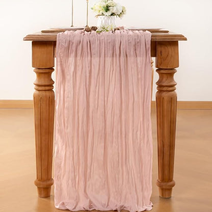LINXTAR Dusty Pink Table Runner Cheesecloth Table Runner 4 Pack 10FT Rustic - Image 2