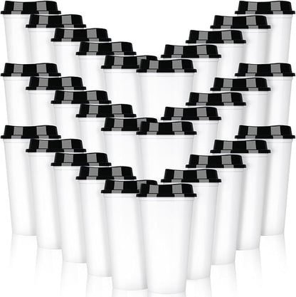 30 Pack Reusable Plastic Coffee Cups by Domensi