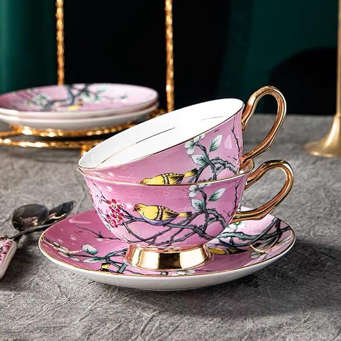 Bone China Cup& Saucer Set, 6.8oz- Birds& Trees - Image 4
