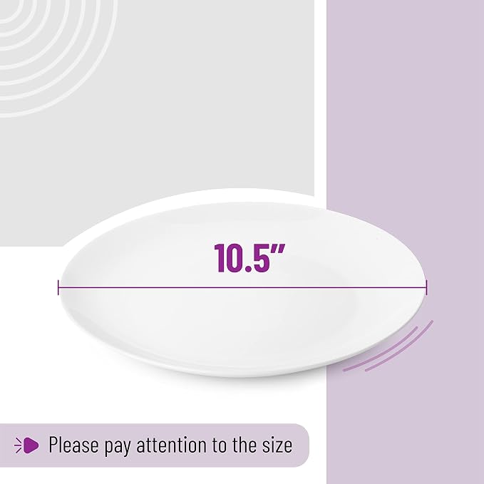 BTaT- White Dinner Plates, 10.5 inch, Restaurant Dishes - Image 3