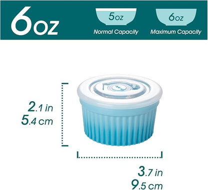 vancasso 6 oz Ramekins with Lid, Porcelain Creme Brulee Souffle Dishes - Image 2
