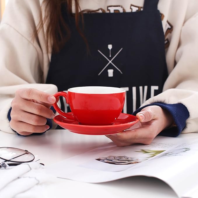 Coffeezone Double Espresso Coffee Cup and Saucer, Small Cappuccino and - Image 2