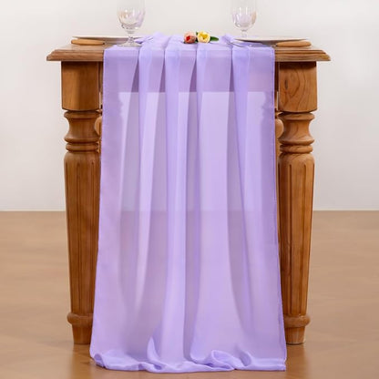 Lilac Chiffon Table Runner Summer Boho Wedding Birthday Party Decor | 10ft - Image 5
