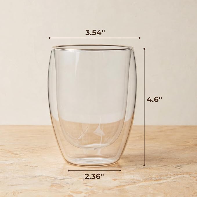 HillSpring Double Walled Glass Coffee Cup, Heat Resistant, Condensation Free - Image 4