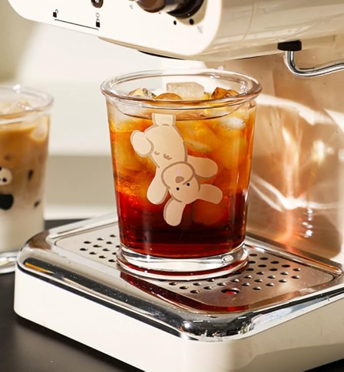 2 Pack 12 OZ Cute Dog Glass Cup Bear Drinking Glasses | Thick Sturdy - Image 6