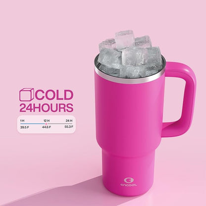 ENCOOL 32 oz Tumbler with Handle and Straw: Stainless Steel Insulated Tumbler - Image 6