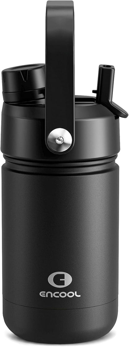 Kids Insulated Water Bottle - 12oz Stainless Steel Water Bottle with Dual Spouts by ENCOOL