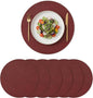 Artoid Mode Red Faux Leather Placemats Set of 6, 15 Inch Waterproof Wipeable Heat Resistant Vinyl Place Mats, Reversible Table Mats for Christmas Kitchen Dining Decor