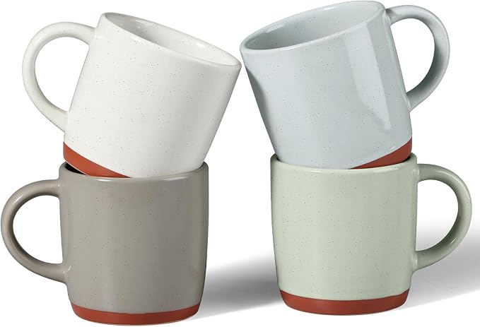 E-far Ceramic Coffee Mug Set of 4, 12oz Stoneware Coffee Cup by E-far
