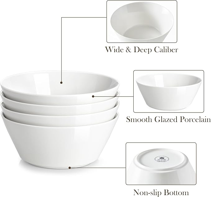 MALACASA 35 OZ Soup Bowls Set of 4, Kitchen Essential, Dishwasher Microwave Safe - Image 5