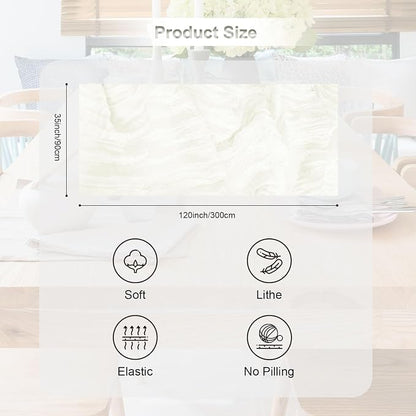 1 Pack White Cheesecloth Table Runner 35x120 Inch 10Ft Rustic Gauze Cheese - Image 5