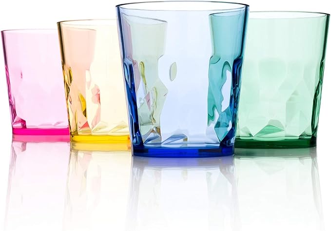 SCANDINOVIA - 8 oz Unbreakable Premium Juice Glasses Kid Cups- Set of 4 - Super Grade Acrylic Plastic Tumbler Cups - Perfect for Gifts - BPA Free - Dishwasher Safe - Stackable - Reusable