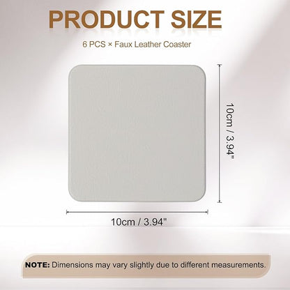 uxcell 6 Pcs Faux Leather Coasters, 3.9 x 3.9 Square Coasters - Image 2