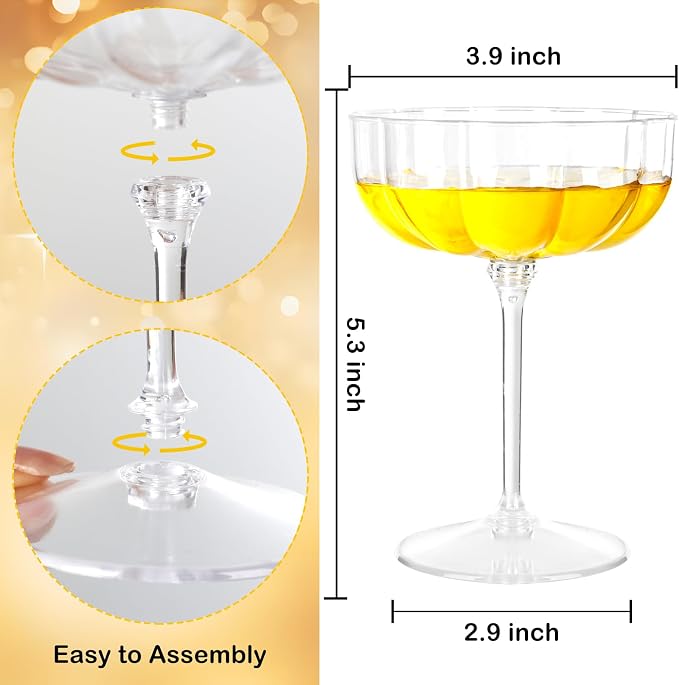 LIYH 20 Pcs Plastic Champagne Glasses 8 oz Champagne Flutes Plastic Cocktail - Image 2