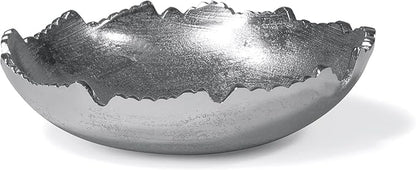 Red Co. 8.75” Silver Moon Decorative Metal Torn Hammered Asymmetrical Centerpiece Bowl with Pointed Edges