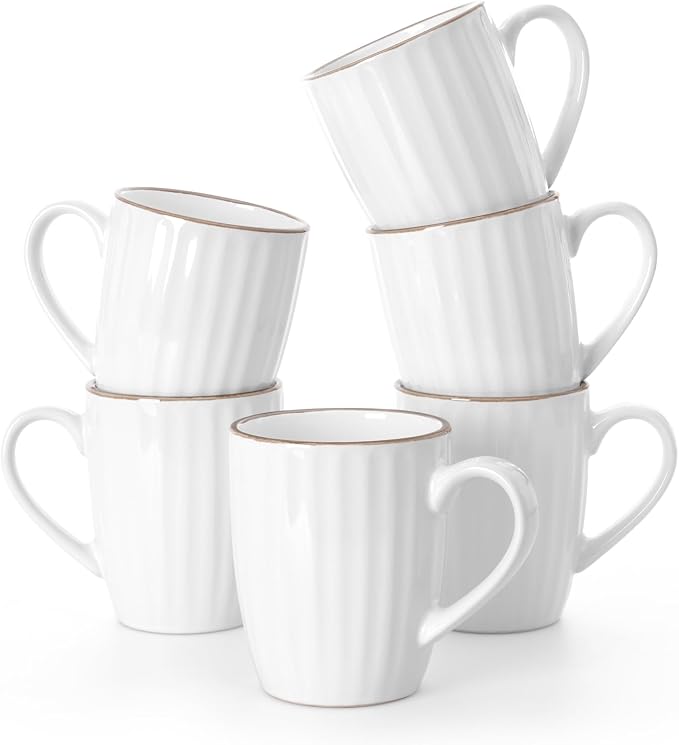 famiware Eden Coffee Mugs Sets of 6, 12 oz Ceramic Stoneware Mug Cup Set | by Famiware