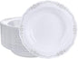 DaYammi 30 Pack Plastic Bowls with Silver Rim, 12oz Disposable Soup Bowls, Silver Bowls Disposable Heavy Duty Dinner Bowls for Weddings,Plastic Serving bowls Parties,Dinners,Catering and Everyday Use