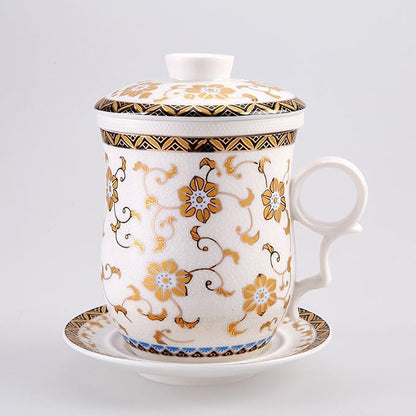 Porcelain Tea Cup with Infuser Lid and Saucer Sets - Image 7