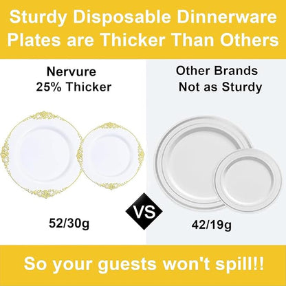 Nervure 100Pcs 7.5'' Gold Plastic Plates, Disposable Plates - Image 8