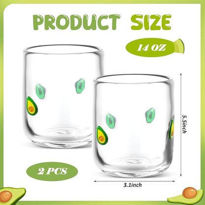 SiliFine 2 Pcs Avocado Icon Juice Glasses - 14oz Avocado Stemless Wine Drinking - Image 3