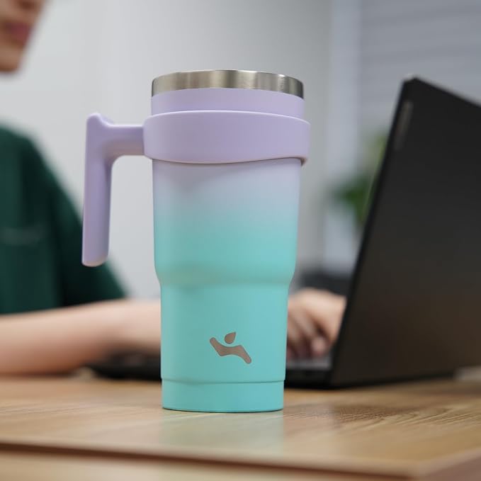 Konokyo 40 oz Tumbler with Handle and Straw, Insulated Travel Mug | Mint; - Image 7