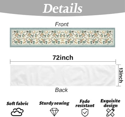 Blue Birds Flowers Blossom Table Runner, Seasonal Spring Floral Decoration | - Image 6
