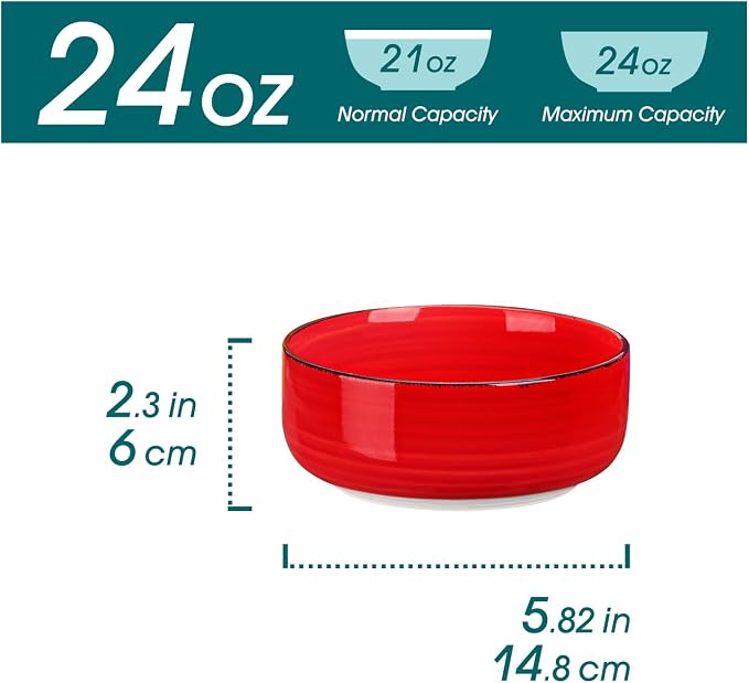vancasso Bonita Cereal Bowls Set of 6, 24 OZ Ceramic Bowls - Image 2