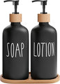 MOMEEMO Black Soap Dispenser Bathroom Set, Hand Soap and Lotion Set Suitable for Bathroom Decor. (Black)