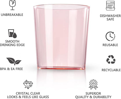 Liacere Plastic Drinking Glasses (Set of 12) 14 oz Pink Reusable Plastic Glasses Colors，Kitchen Water Glasses Cup,Bar Tumbler Glassware Set for Beer, Juice, Cocktail, Whiskey for Valentine’s Day