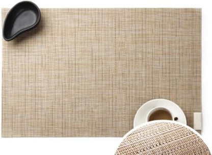 Black PVC Placemat Set of 1/6/10 Square Bamboo Tableware Pad Heat Wipe Clean by Unknown