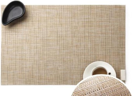 Black PVC Placemat Set of 1/6/10 Square Bamboo Tableware Pad Heat Wipe Clean by Unknown