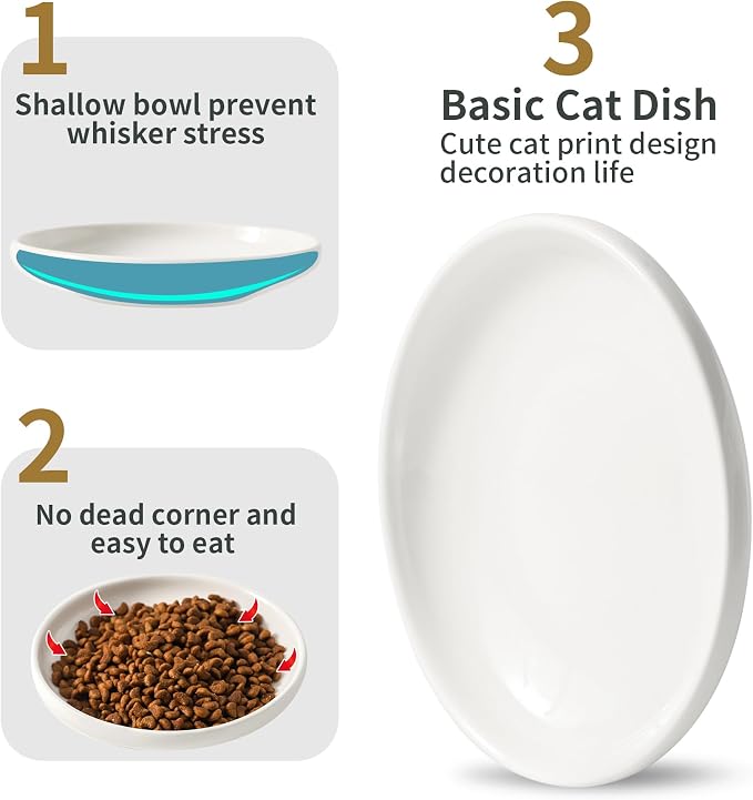3 PCS Ceramic Cat Bowls, 5.5 in Pet Bowl Cat Dishes - Image 4