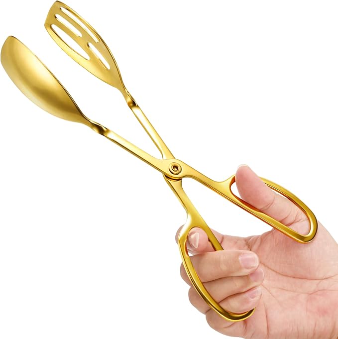2 Pack Gold Salad Tongs, Buffet Serving Tongs, Stainless Steel | 10 Inch Gold - Image 3